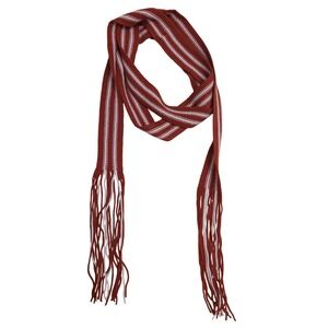 GAP Y2K Long Striped Scarf Red Pink Fringe Women's Acrylic Winter Layering Knit